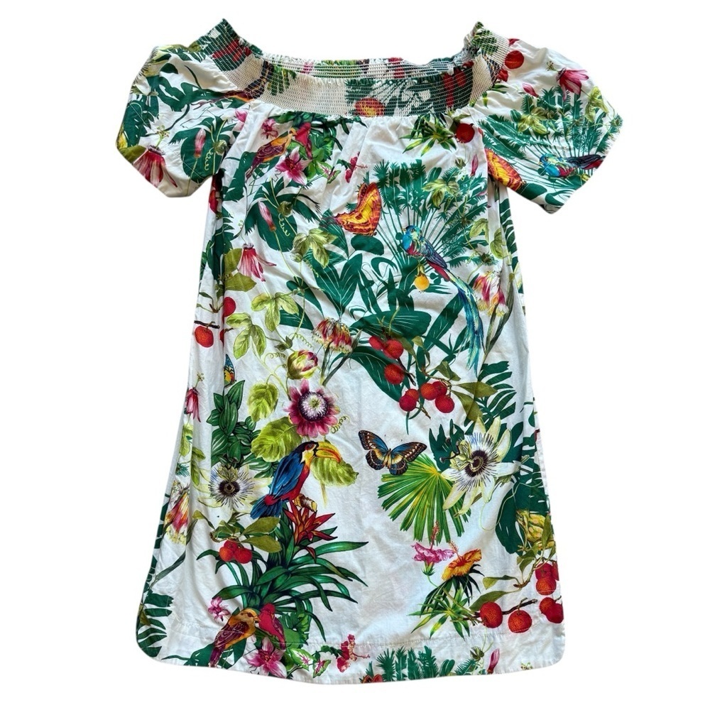 J.Crew Off the Shoulder Ratti Into the Wild Jungle Dress 4P XS Tropical Cotton